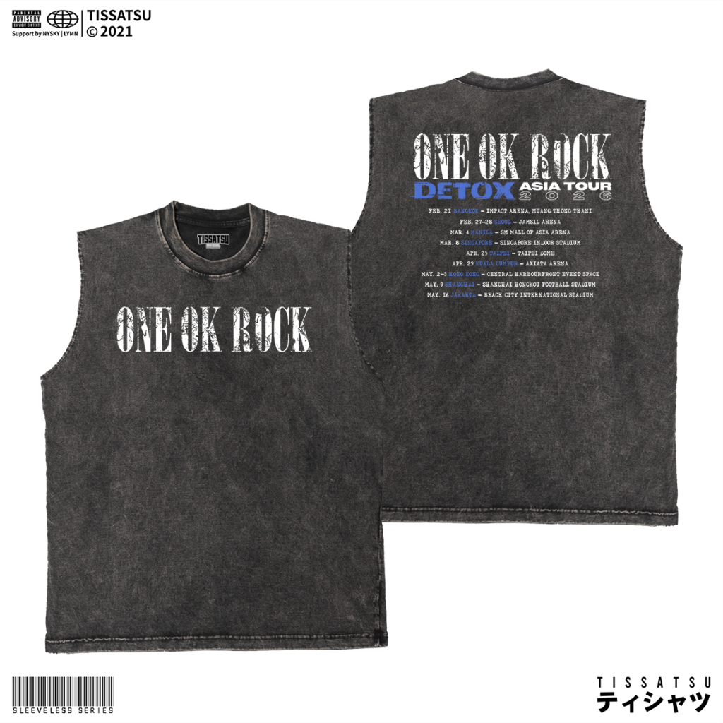 TISSATSU Kaos Singlet ONE OK ROCK Oversize / Sleeveless Band Washed OOR-3