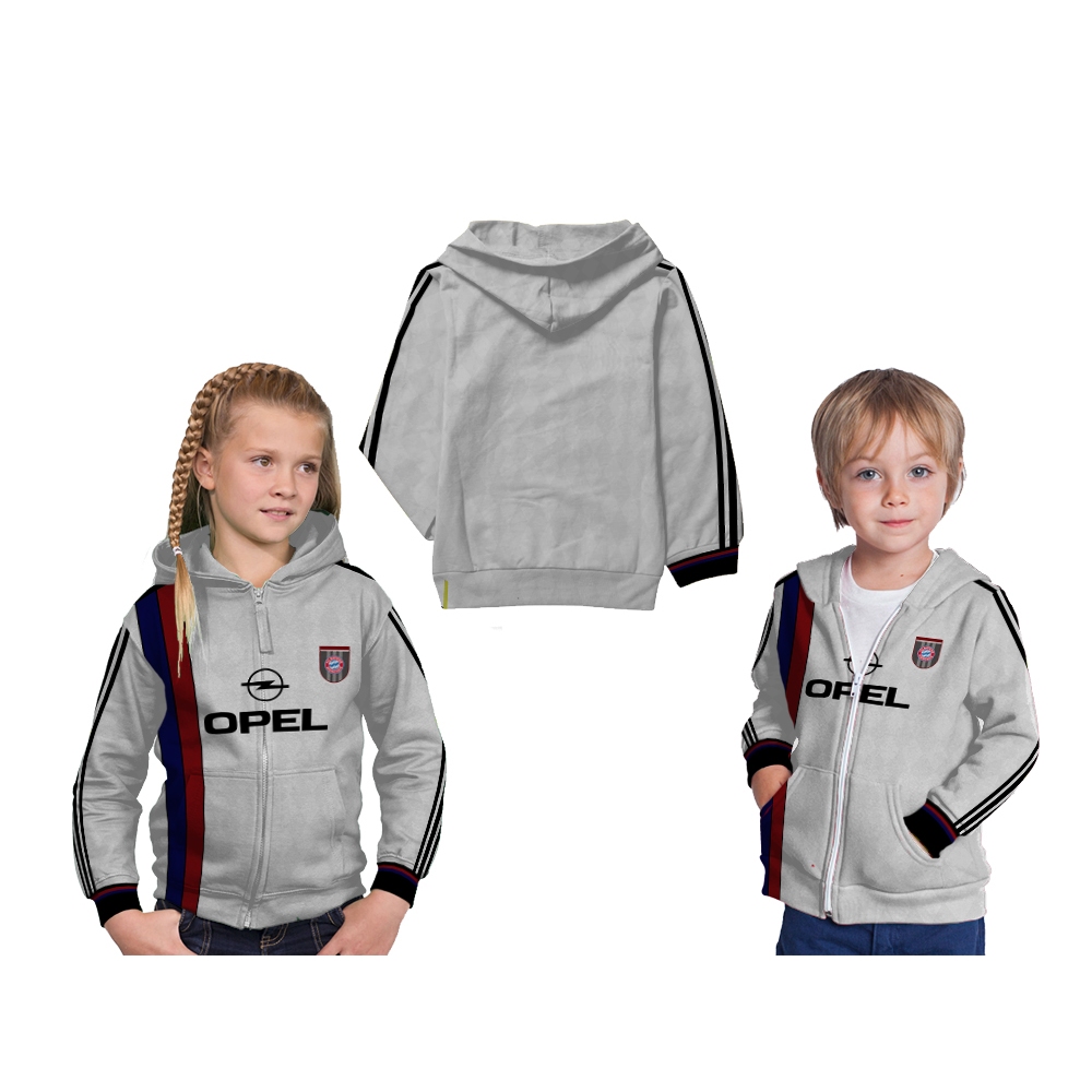 Jaket Hoodie Zipper Anak FC Bayern Munchen Vintage 1996-1998 , 1998-2000 , 2014-2015 olahraga Sepak 