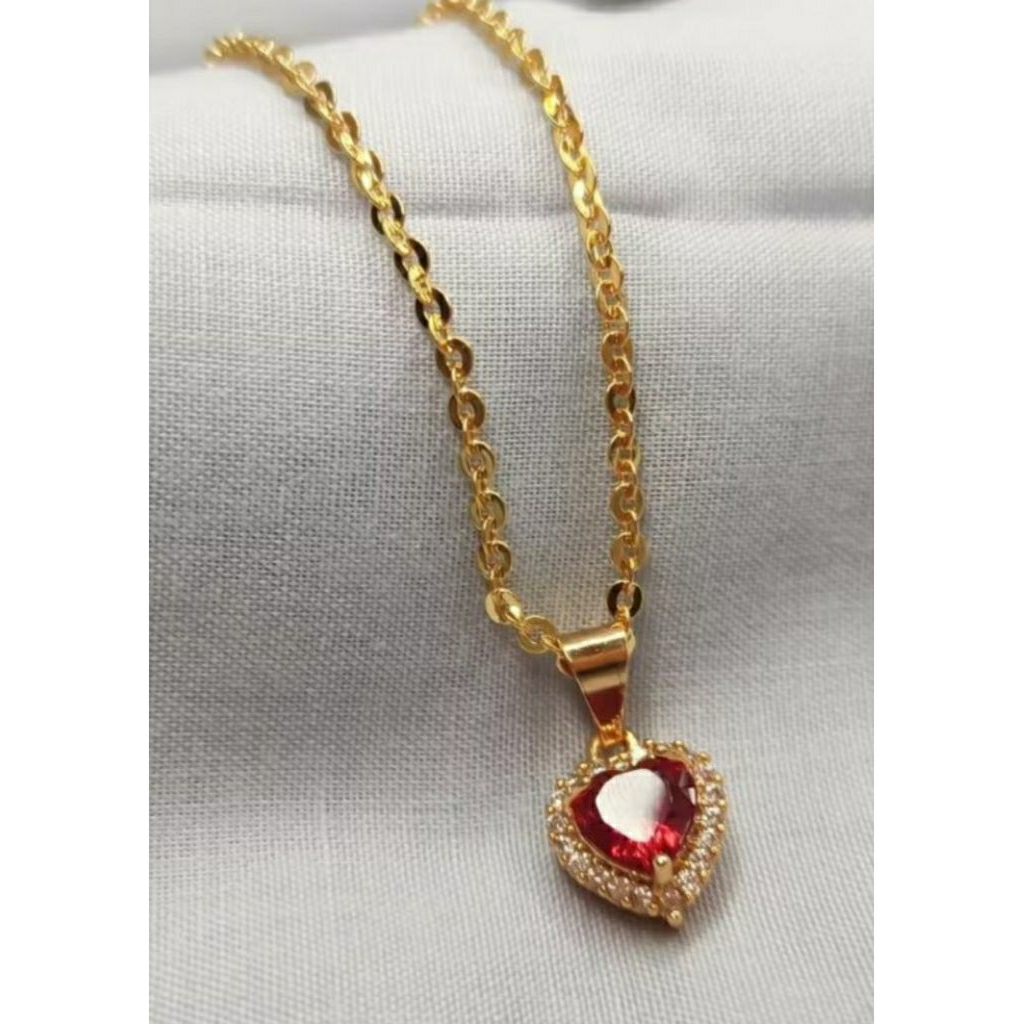 kalung rosgol berliontin lop batu merah