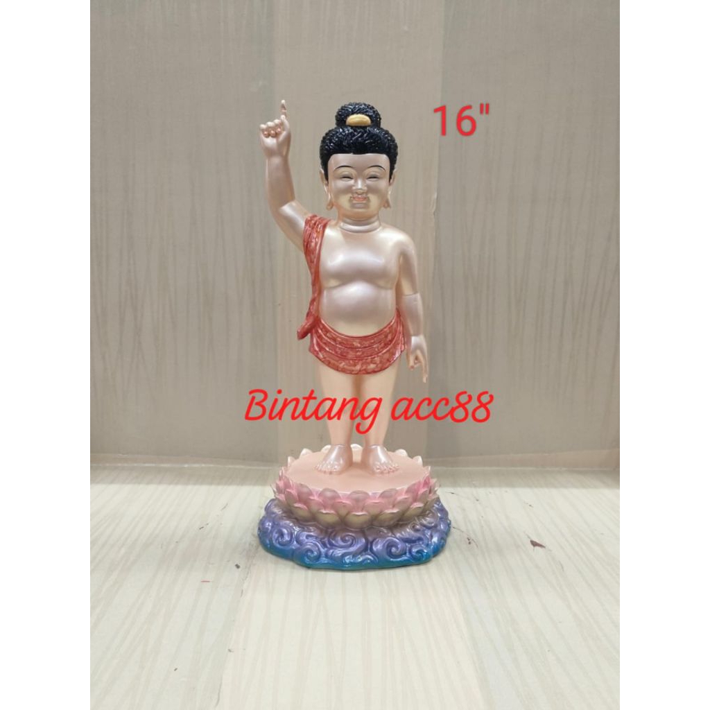 Patung buddha kecil / buddha berdiri / yi fo - berdiri - fiber - 16inch