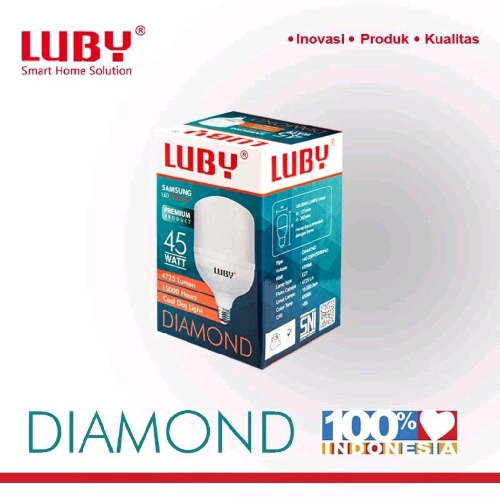 Luby Lampu LED Diamond 45 Watt E27 15000 Jam Hemat Energi CRI >85 Smart Home Solution