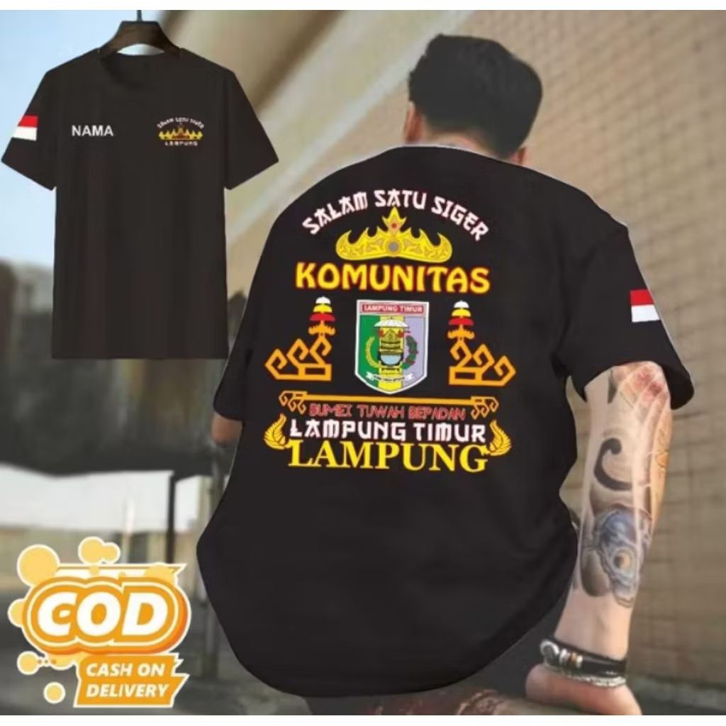 Kaos baju Lampung siger Salam satu siger Lampung Timur Geratis nama ( Fre Stiker )