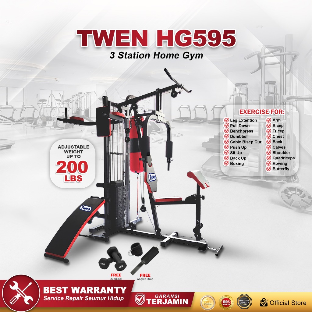 Home Gym Twen HG595 Homegym 3 Sisi Alat Olahraga Alat Gym Set Alat Fitnes