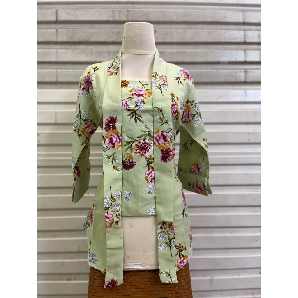 Atasan Kebaya Encim Kutu Baru Lengan 7/8 Motif bunga Kebaya Encim mewah Jumbo Kebaya Katun Ld. 130