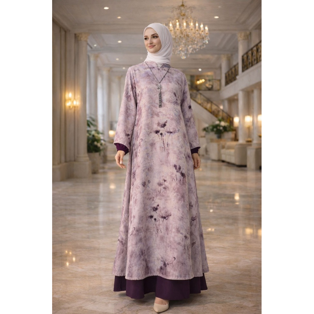 gamis tile garden mix payet katun bordir  jepang mix sullam, gamis bunga katun jepang, gamis busana 