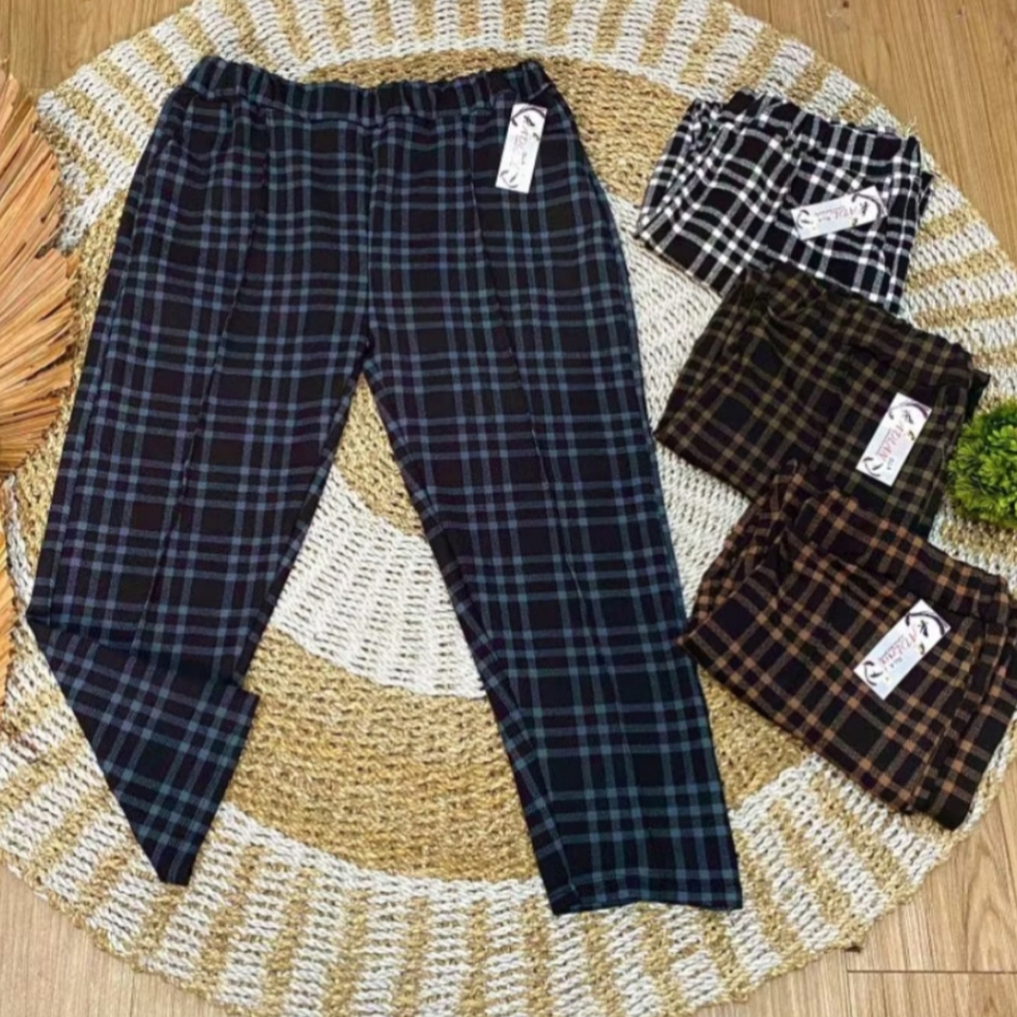 BIG SALE CELANA LUNA BAGGY PANTS KOTAK KOTAK SUPER JUMBO SCUBA PREMIUM