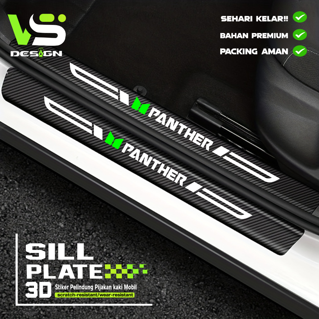 Sticker Sill Plate 1 Set 9pcs Pelindung Pijakan Pintu Door Guard Mobil Isuzu PANTHER  bahan karbon 3