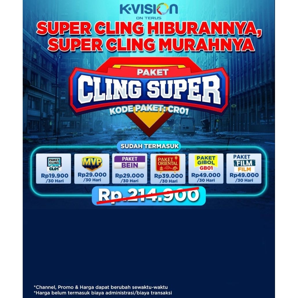 Promo Voucher Paket K-Vision Cling Super CR01 30 hari