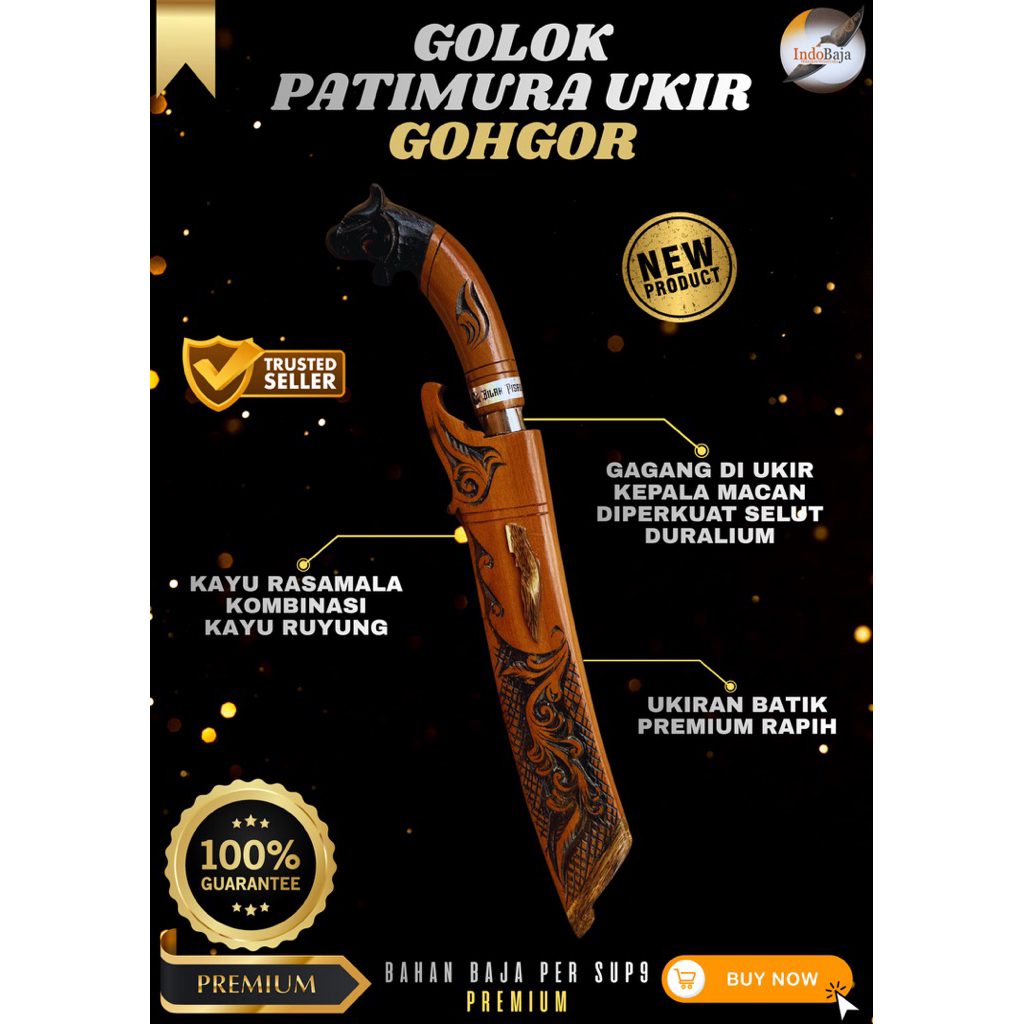 [INDOBAJA] GOLOK KEBUN PATIMURA UKIR GOHGOR GOLOK BAJA PER SUP9 PREMIUM ASLI ORIGINAL SUPER TAJAM