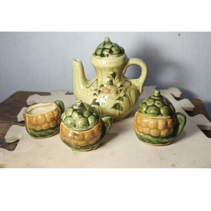 set teko keramik mini antik jadul vintage