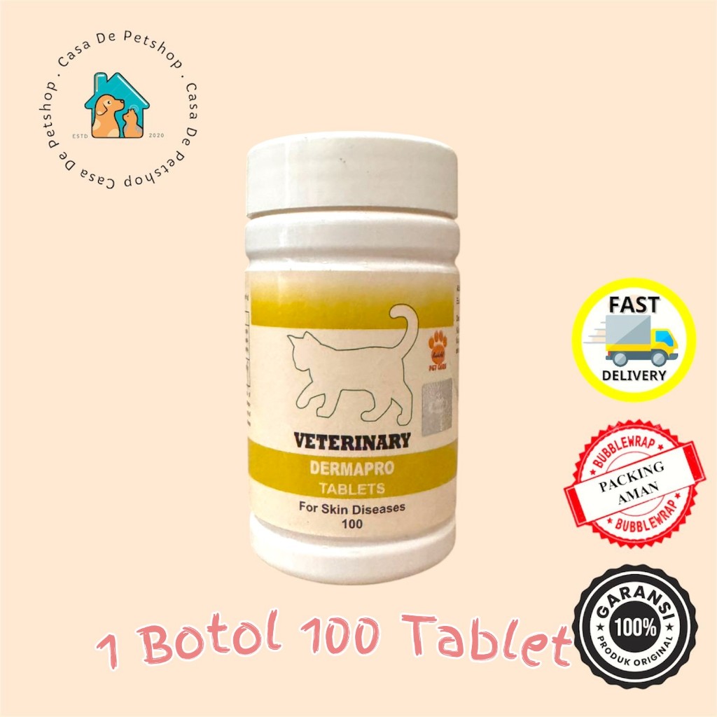 Raid All Dermapro Tablet Obat Sakit Kulit Anti Jamur Gatal Scabies Pada Kucing - 1 Botol 100 Tablet