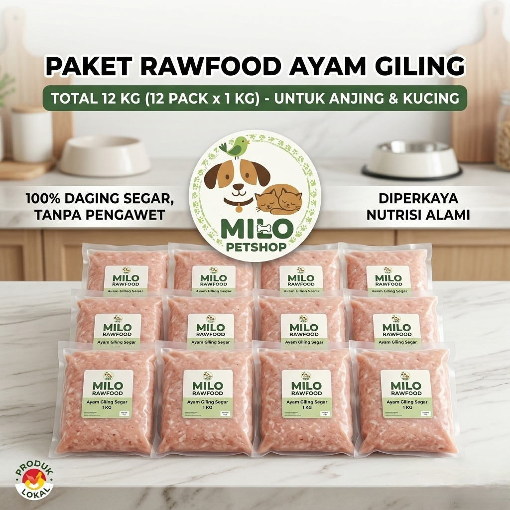 Ayam Giling 12 Kg Raw Food Makanan Anjing Kucing Paket Grosir Milo Petshop