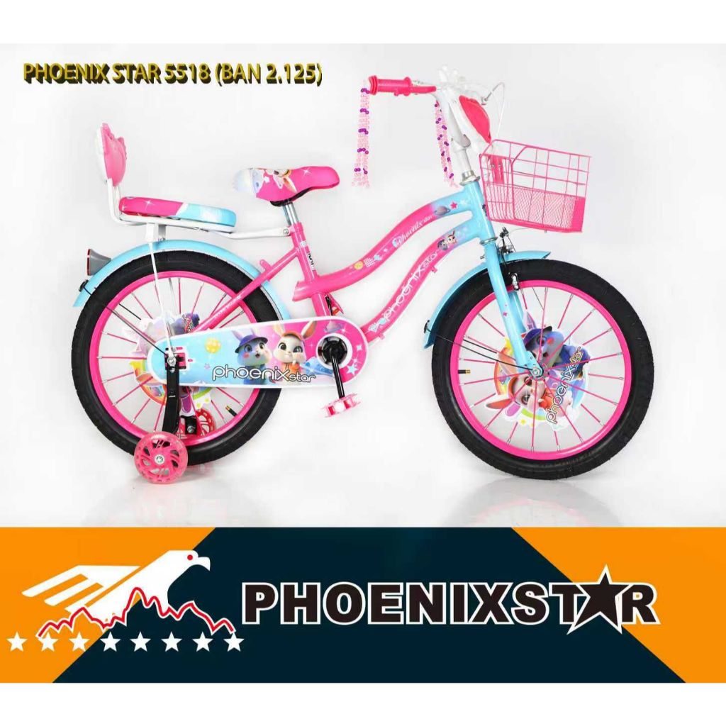 Phoenix Star 5512 Sepeda CTB Ukuran 12"/16/18" Sepeda Kota Mini Anak Perempuan Keranjang Boncengan T