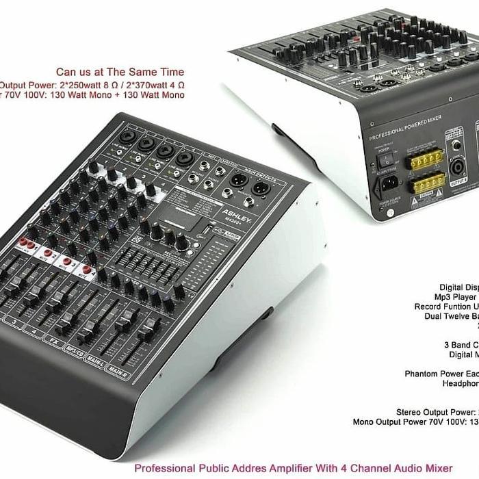 Power Mixer Ashley M4260 Plus Original 4 Channel 370 Watt USB Bluetooth PC Soundcard | M4260+ M 4260