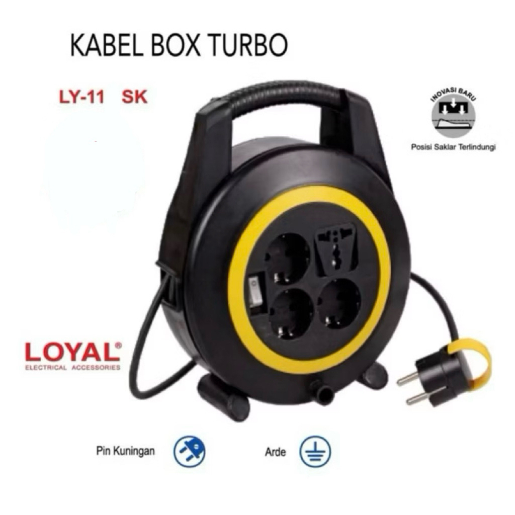 Kabel Roll Loyal Yunior Turbo + Saklar Panjang Kabel 10m / 15m / 20m Full (LY-11XSK) - Cable Reel / 