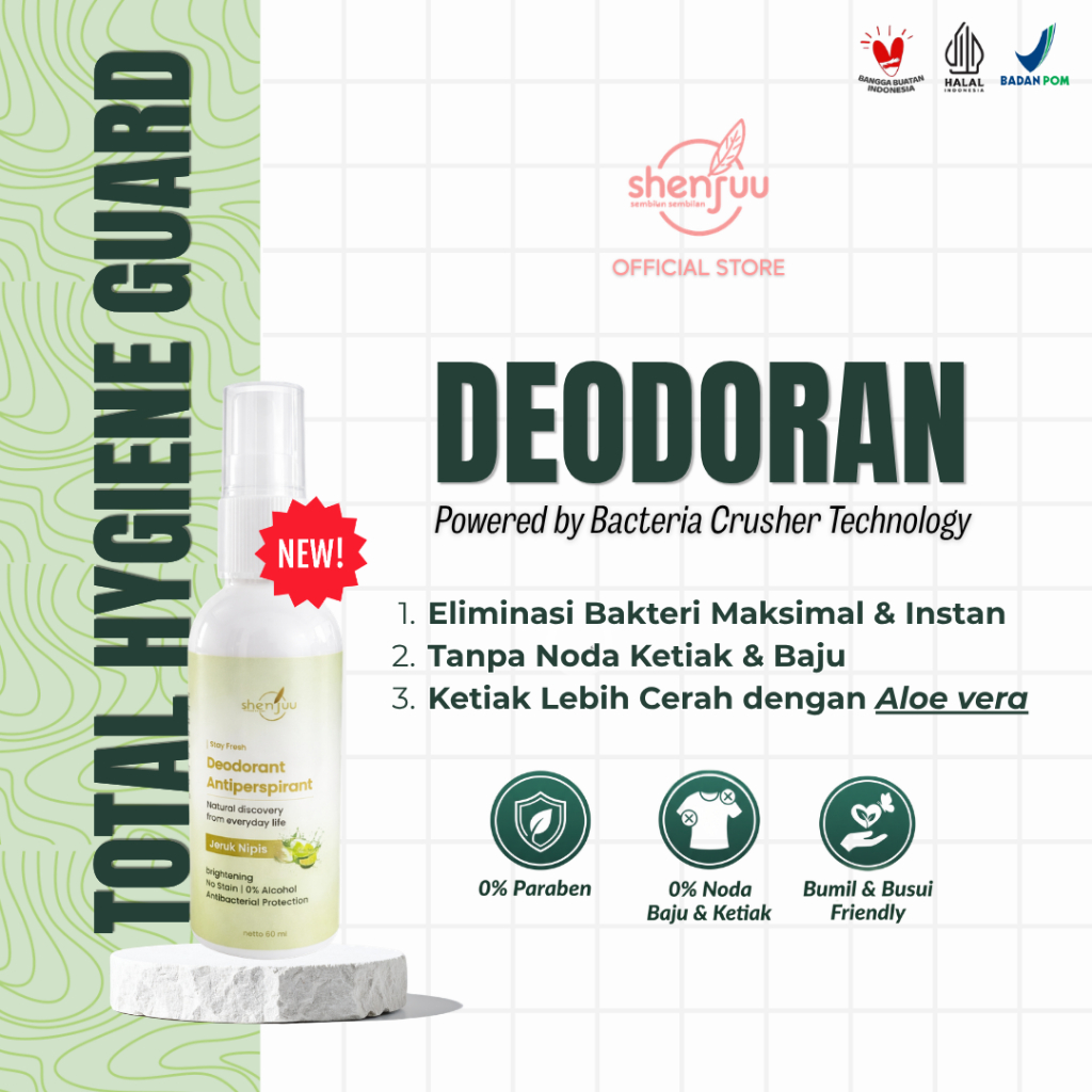 Shenjuu Bacteria Crusher Technology Deodoran | Tawas | Spray | BPOM