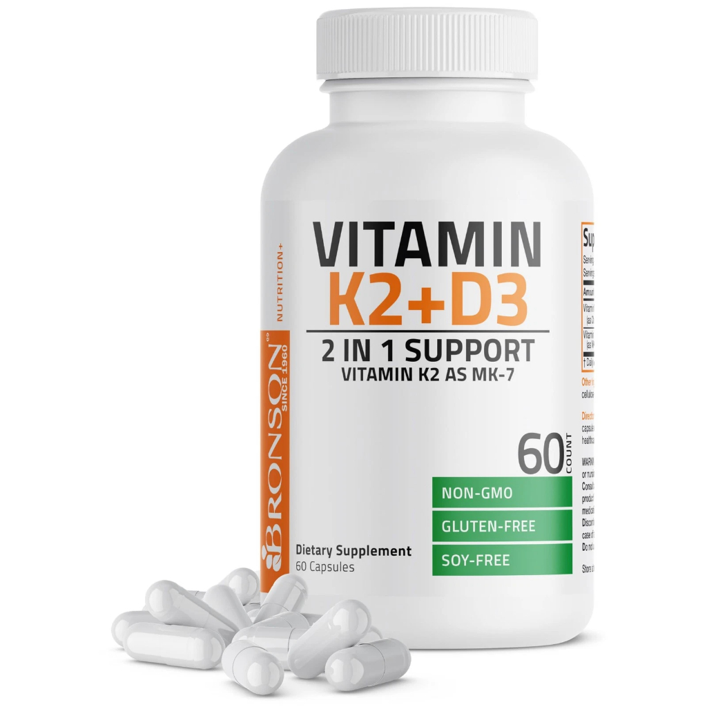 Bronson Vitamin K2 D3 MK-7 Vit D3 5000 IU 60 Capsules