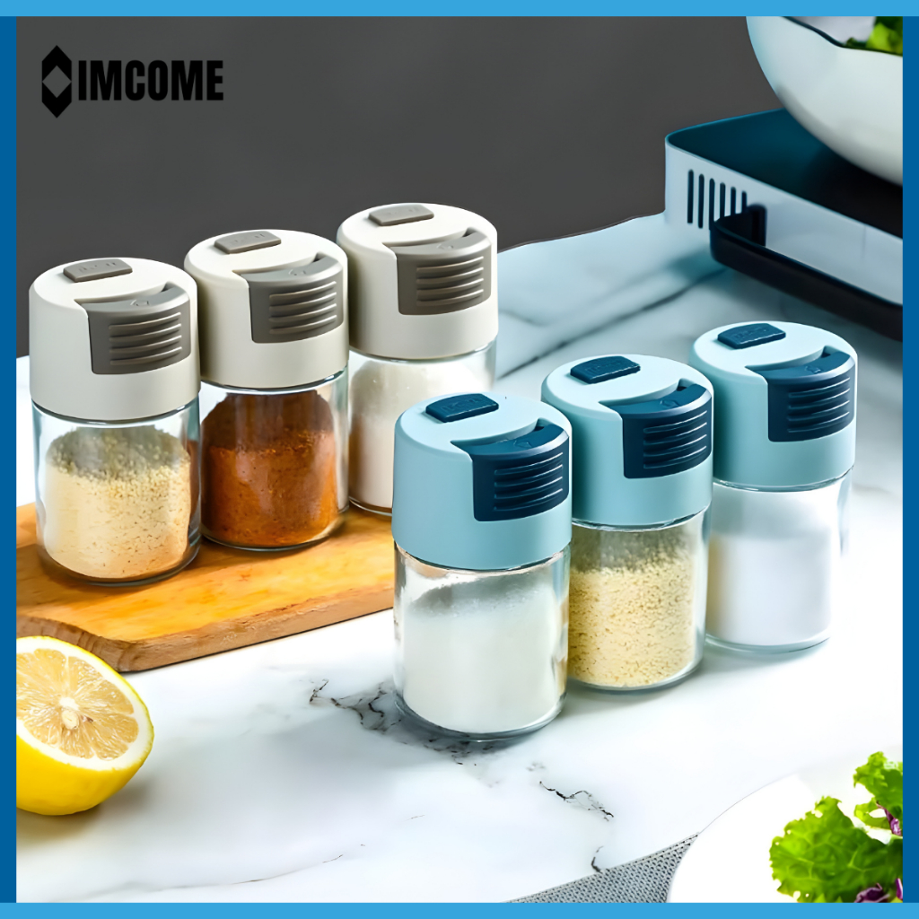 IMCOME Toples Bumbu Dapur Botol Wadah Tempat Garam Dan Bumbu Dapur Kaca Set Unik Perlengkapan Masak 
