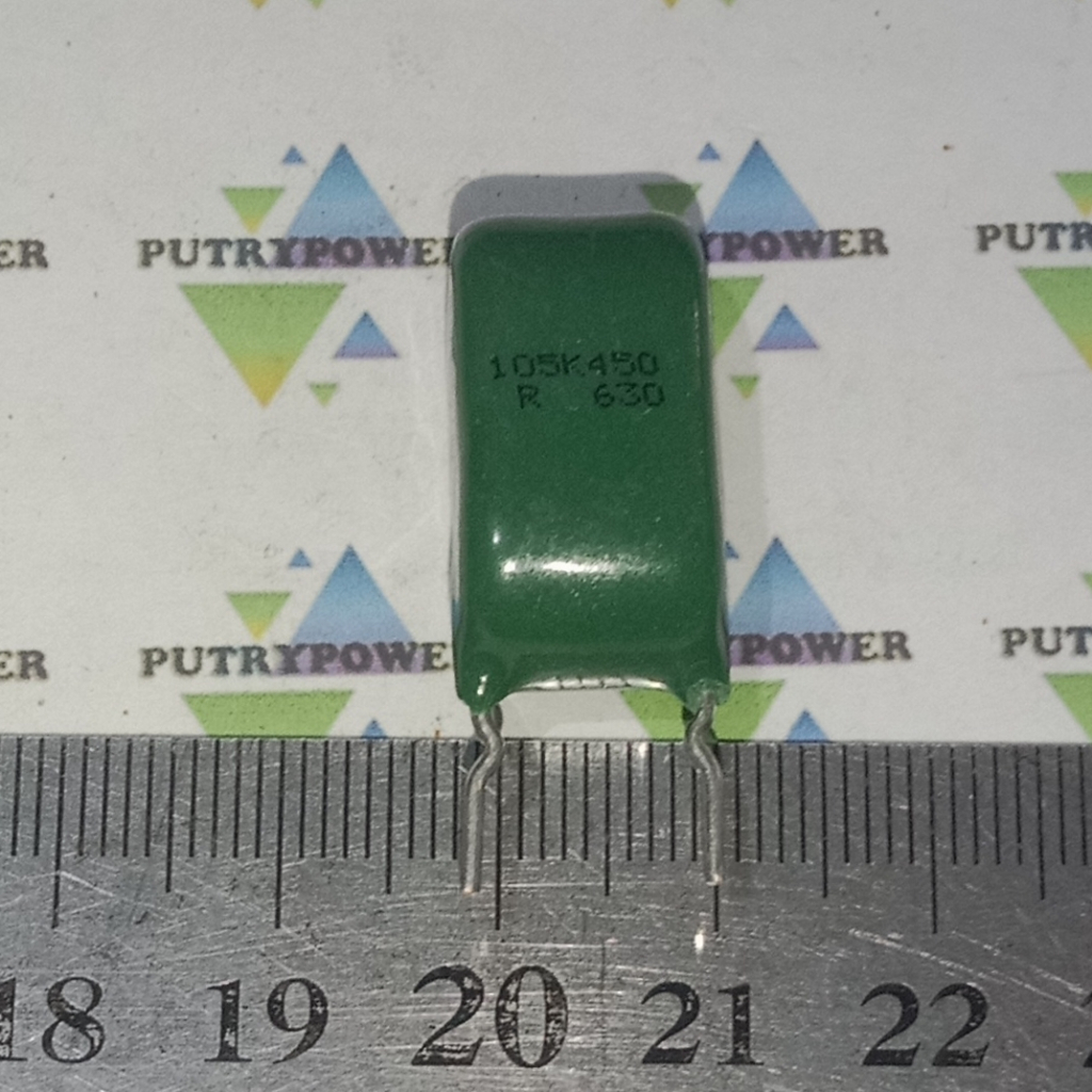 RUBYCON 105K450 R 10mm 105 450v kaki tembaga 1uf milar kapasitor 105k mylar 1000nf hijau 105k 450 bu