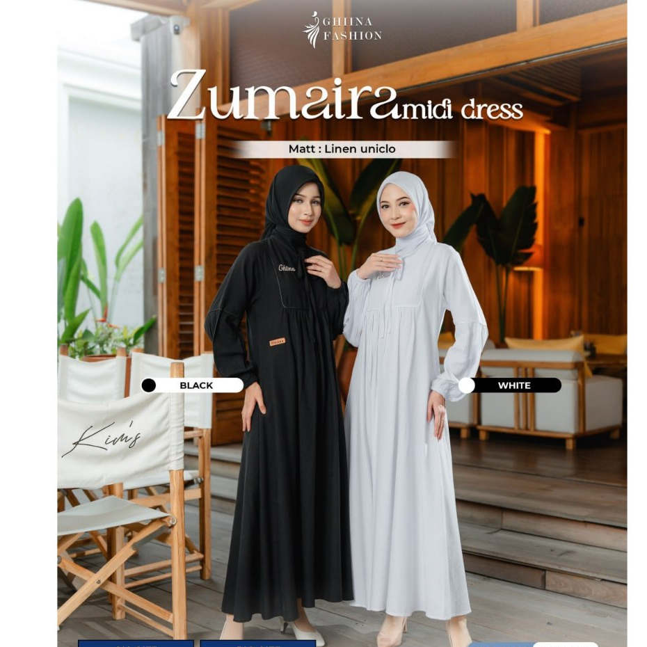 Ghiina Fashion - Zumaira Midi Dress Linen Uniclo