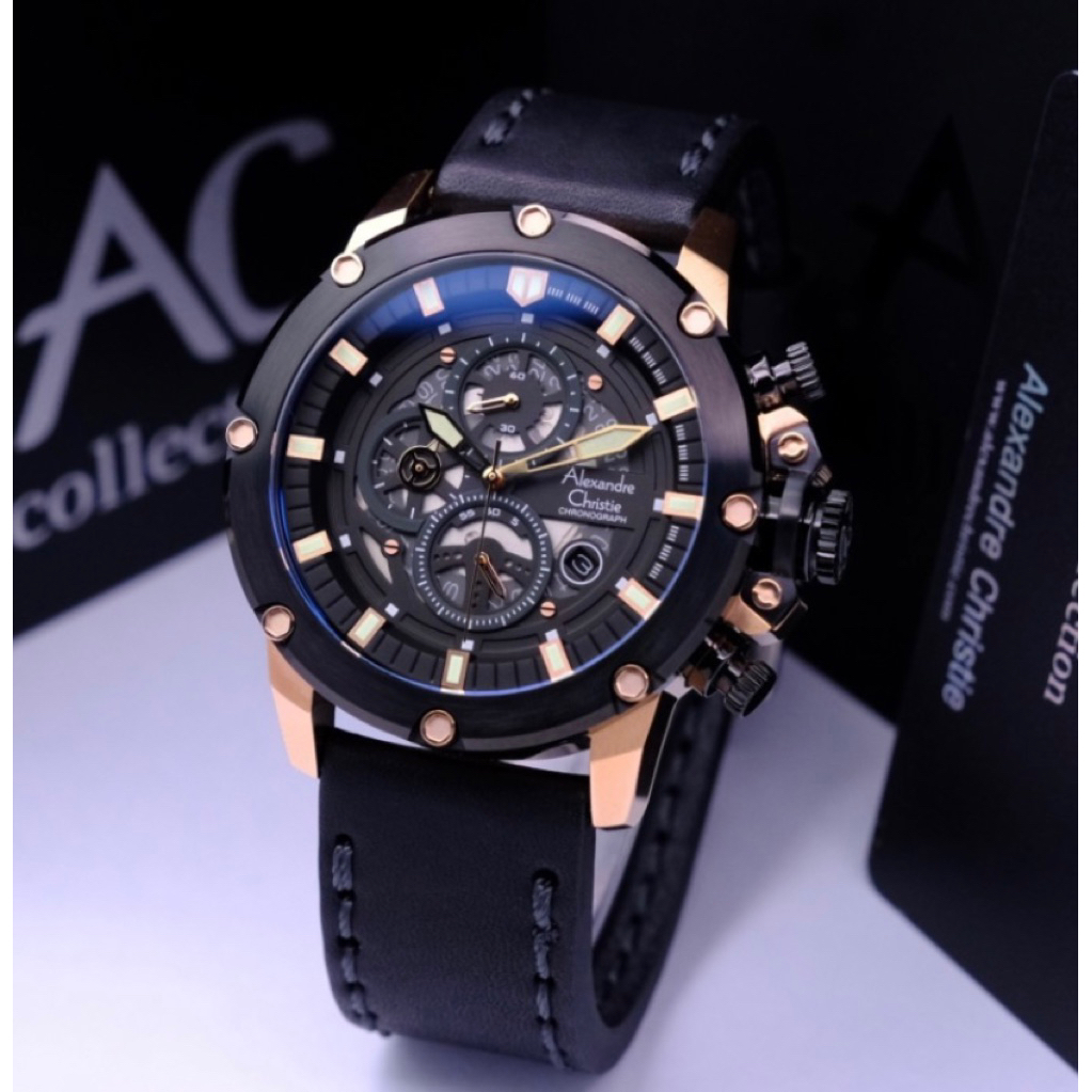 Alexandre Christie Jam Tangan Pria Model T5 H 3641 H3641G dengan Tahan Air dan Garansi Resmi