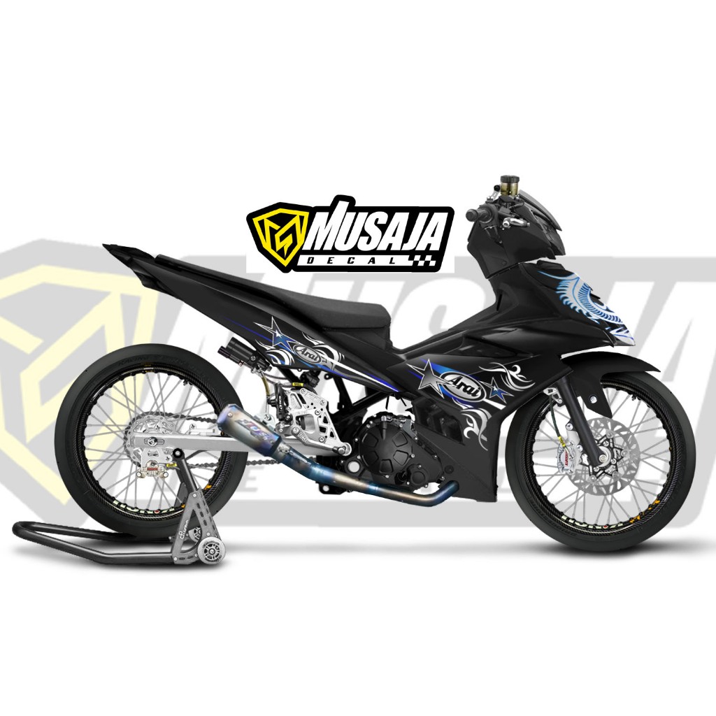 Striping Mx King Prostreet naga putih biru Musaja X Mx Relaxs
