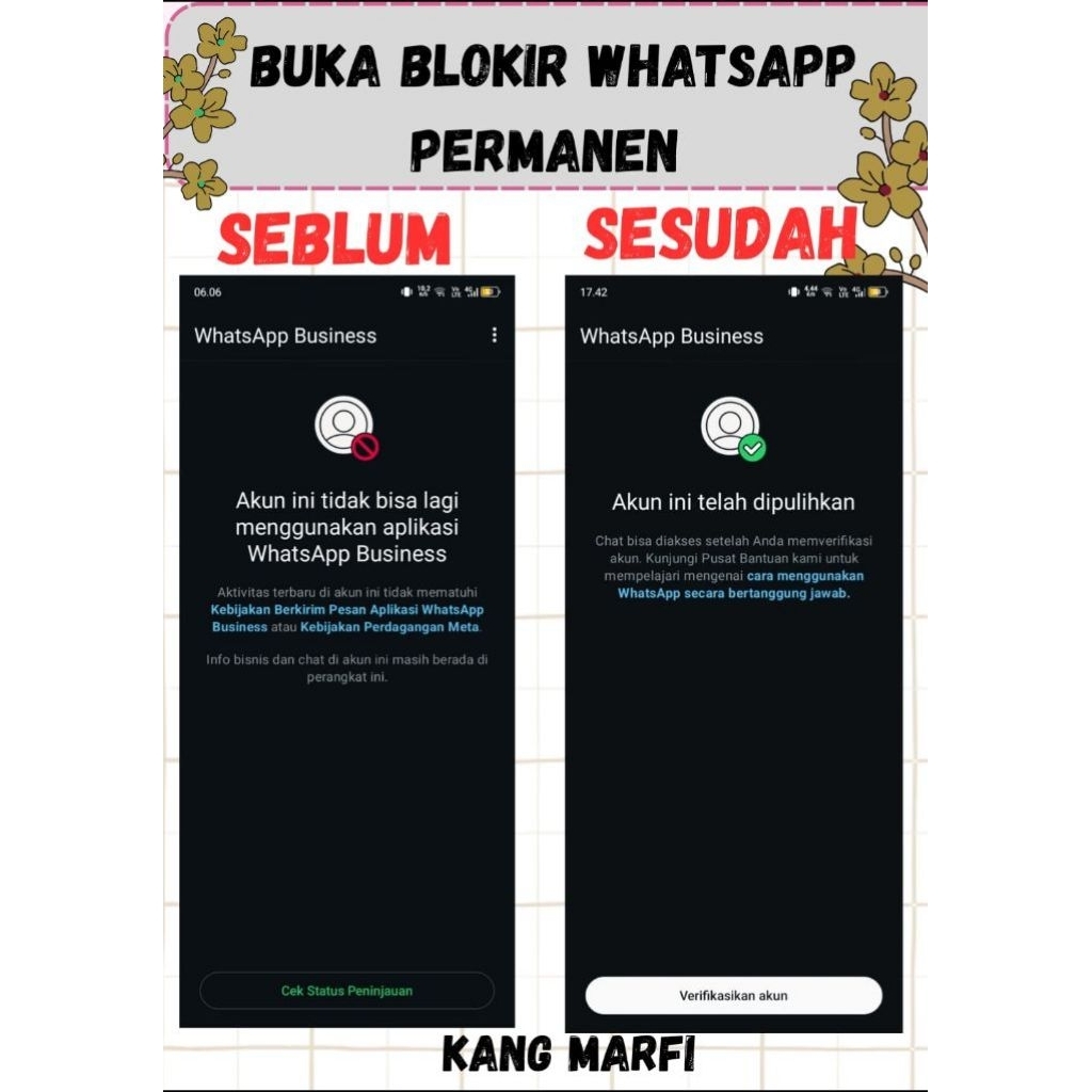 buka blokir WhatsApp permanen