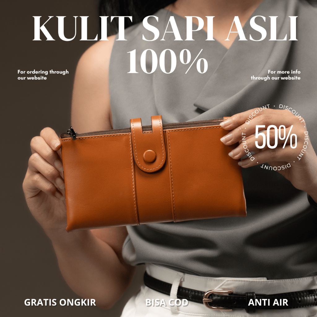 Win Leather - Geisha Wallet Dompet Kulit Wanita Panjang Resleting Kancing Dompet HP Wanita Dompet Li