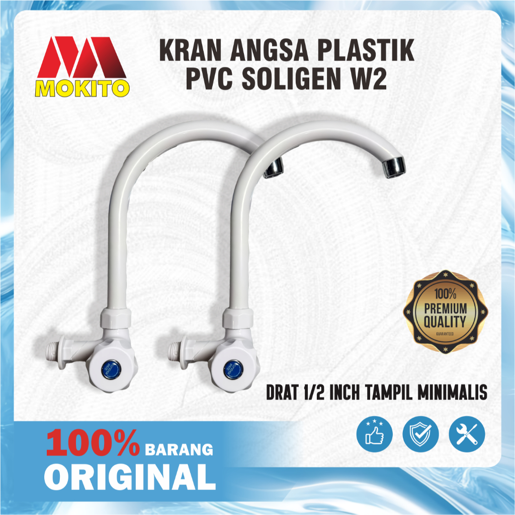 Kran cuci piring tangan angsa pvc plastik Soligen putar W2 Mokito
