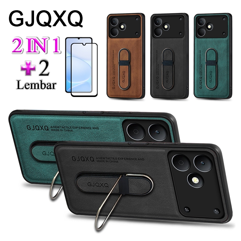 GJQXQ 2 In 1 Casing For Realme Note 80 60 50 10 4G 10 Pro 5G XT Case Ponsel Kulit Premium Dengan Sta