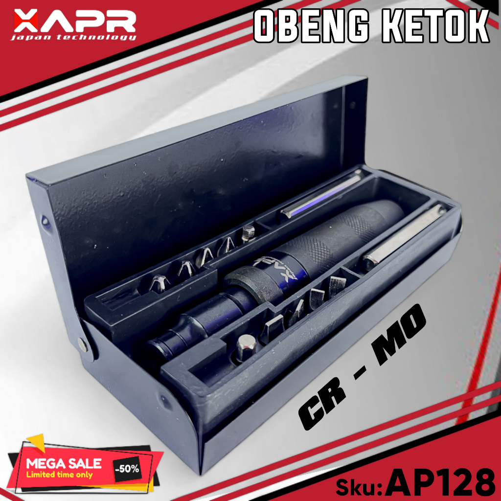 PROMO TERBAIK!!! XAPR Obeng Ketok Tipe AP128 Set 13pcs 1/4 INCH CR-V Baja Nano   APR JAPAN TECHNOLOG