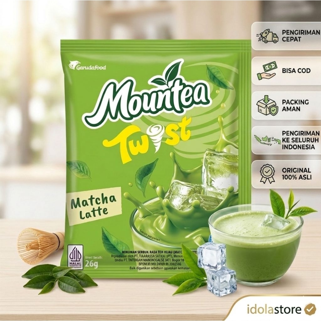 Mountea Twist 26gr Minuman Serbuk Rasa Matcha Latte