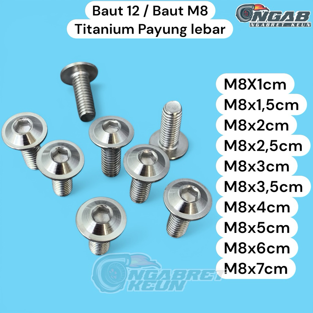 BAUT 12 BAUT M8 MODEL TITANIUM PAYUNG LEBAR HANDMADE CUSTOM STAINLESS ANTI KARAT
