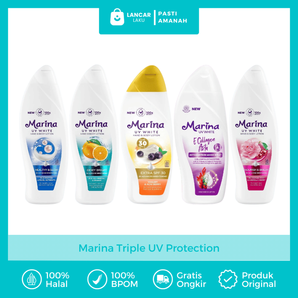 Marina Uv White Body Lotion Handbody Pemutih Badan Whitening Hembody Hanbody Seluruh Tubuh Ampuh Cep