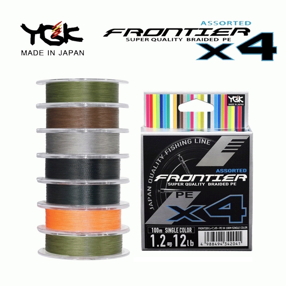 YGK XBraid Frontier Asorted X4 100m Single Color PE Braided Line Senar Pancing