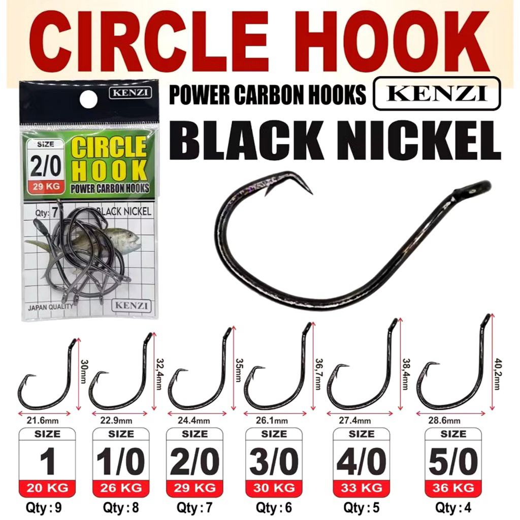 MATA KAIL KENZI CIRCLE HOOK POWER CARBON HOOKS BLACK NICKEL