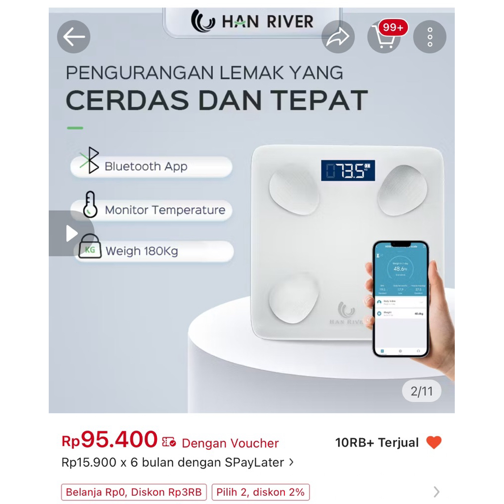 TIMBANGAN PINTAR PENGUKUR LEMAK BARU BEKAS ENDORSE
