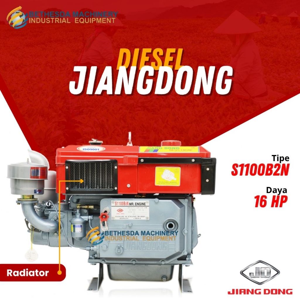 Mesin Penggerak Diesel 16 HP JIANGDONG Diesel 16 PK S 1100B2N Radiator