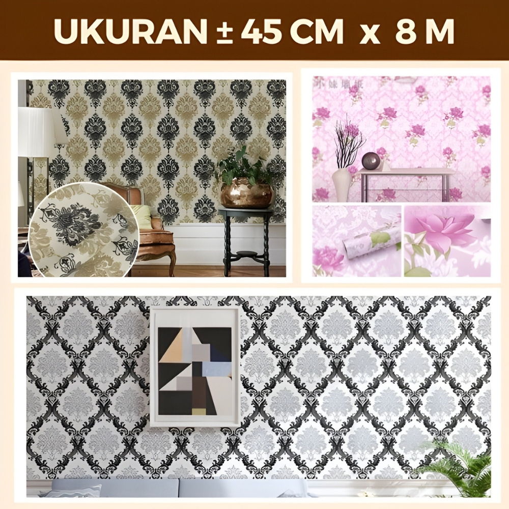Wallpaper Stiker Dinding Batik Gold Silver Mewah Elegan Walpaper Dinding Ruang Tamu Kamar Aesthetic