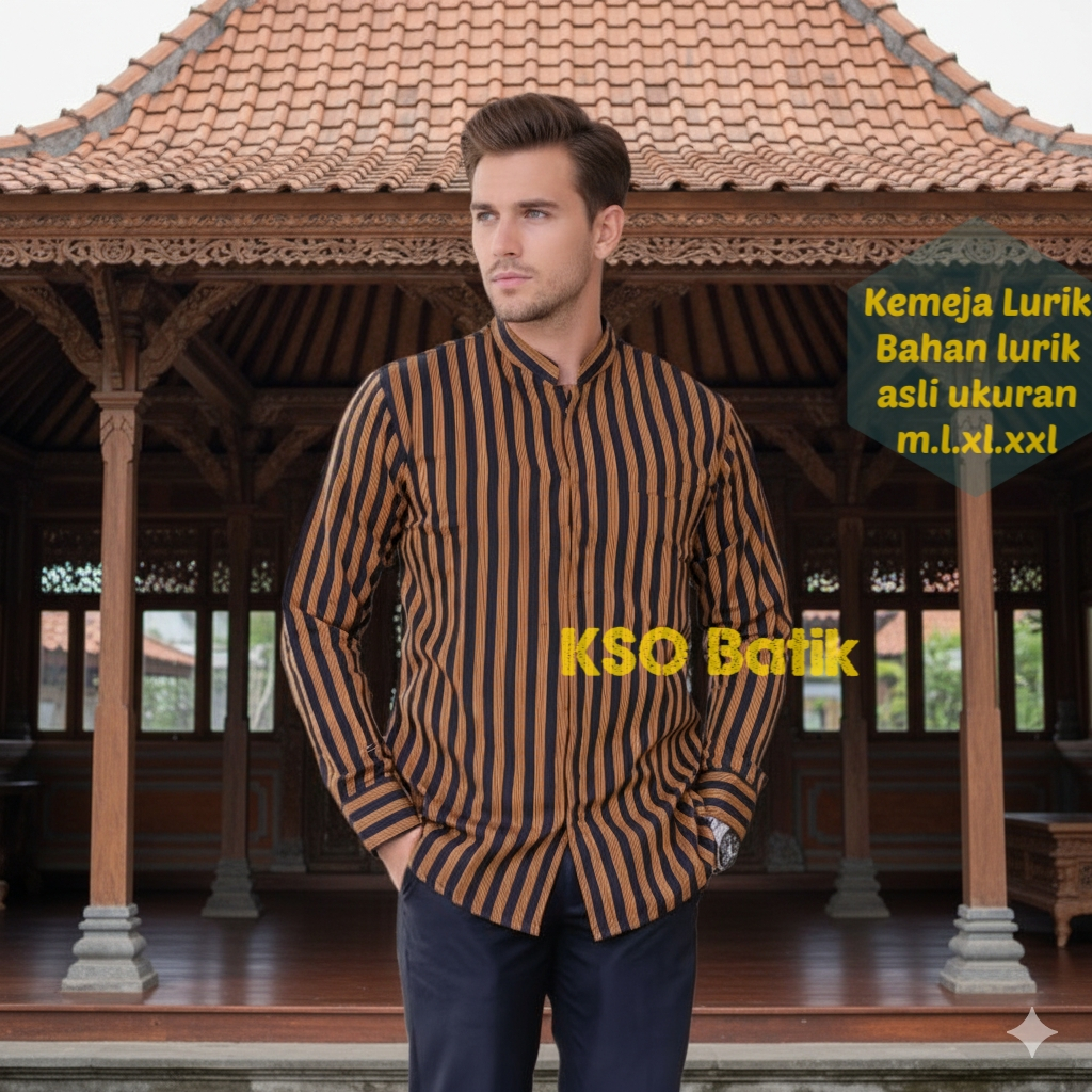 KEMEJA BATIK LURIK GUNUNGAN LENGAN PANJANG / KEMEJA BATIK SOLO LAPIS FURING BAHAN PREMIUM / BATIK SR