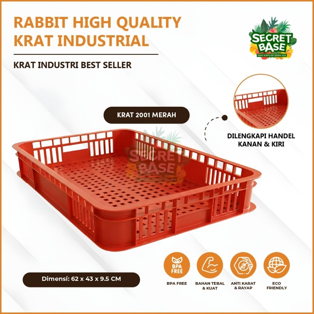 RABBIT HIGH QUALITY KRAT INDUSTRIAL 2001 - Keranjang Serbaguna / Krat Industri Tebal