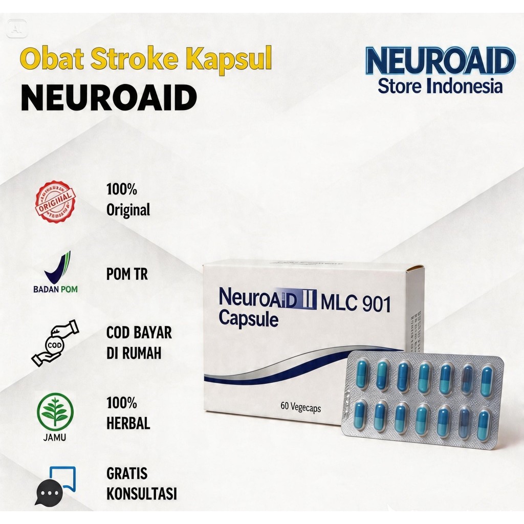 OBAT HERBAL STROKE PALING TERLARIS OBAT NEUROAID II MLC 1 BOX ISI 5 BLISTER PASTI ORIGINAL