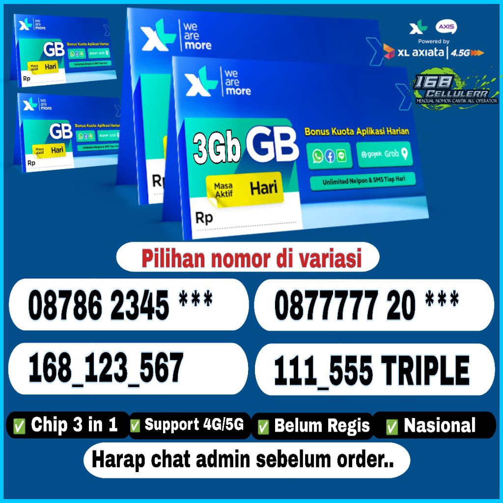 nomor cantik XL Axiata rapih murah 4G/5G 77777