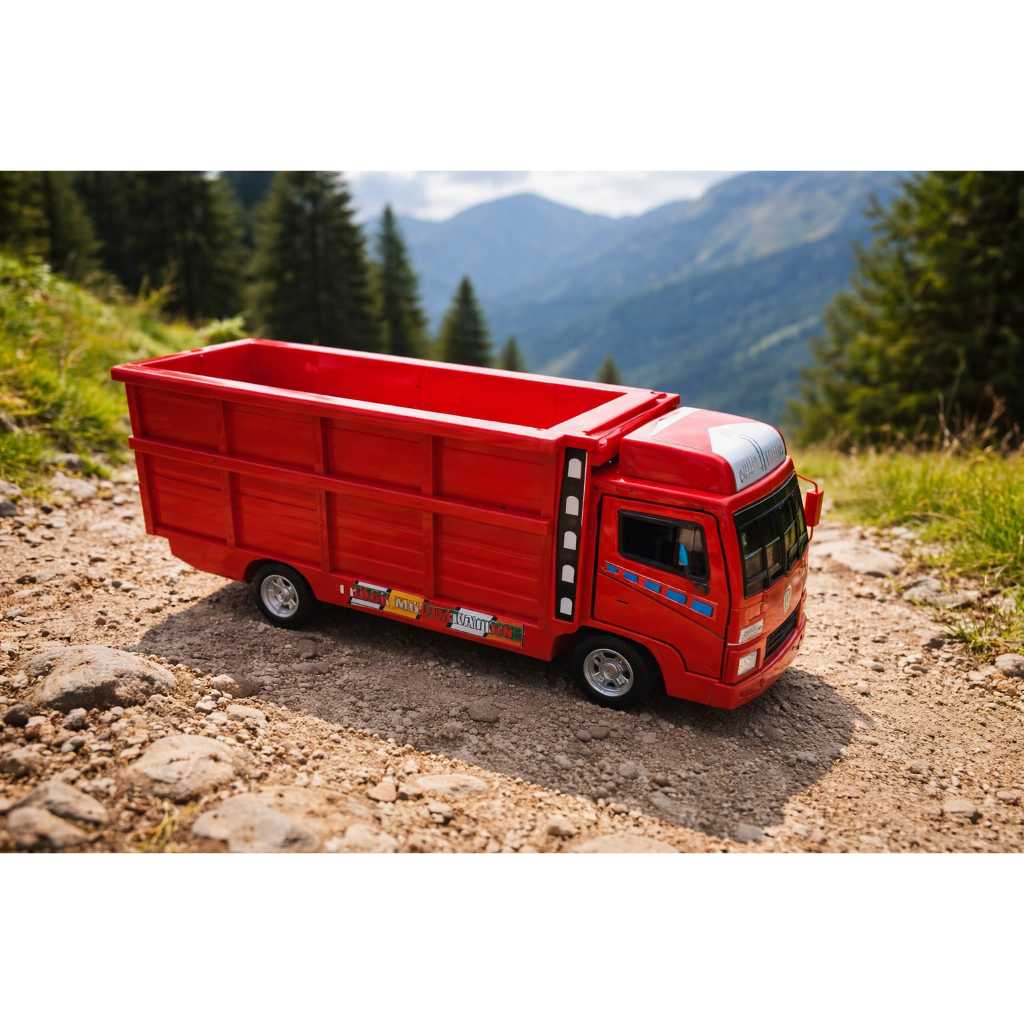 Miniatur truk oleng full kayu jumbo panjang 50 cm pintu belakang bisa dibuka