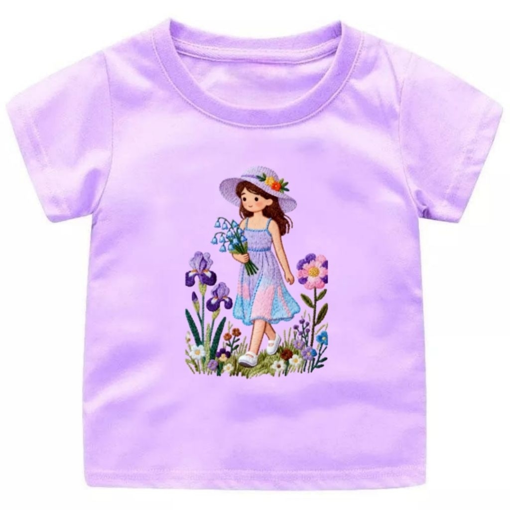STARKIDS_99/Baju Kaos Atasan CEWEK BUNGA UNGU Anak Cewek Usia 1-12Tahun/Remaja/Dewasa