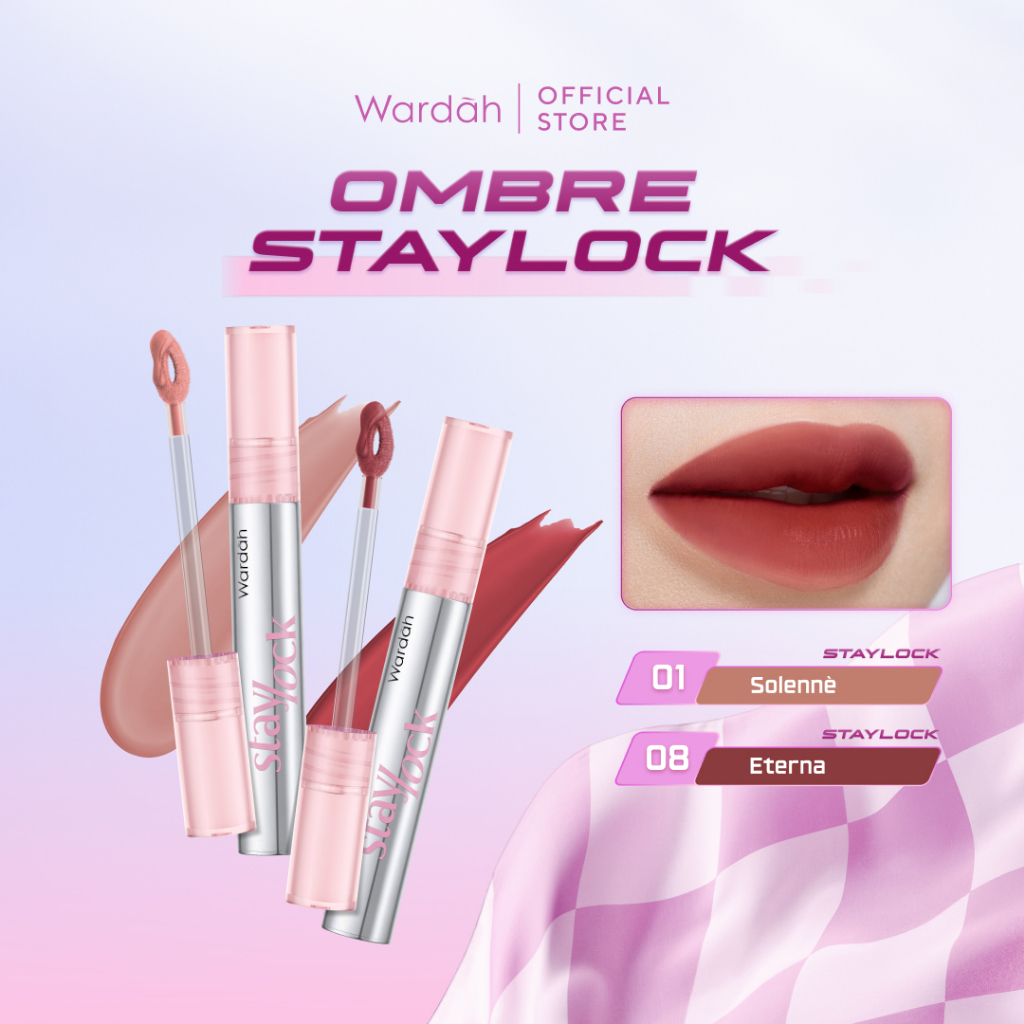 NEW Ombre Wardah Staylock Lip Matte - Ombre Staylock x Glasting Liquid Lip - Long lasting Lip Cream,