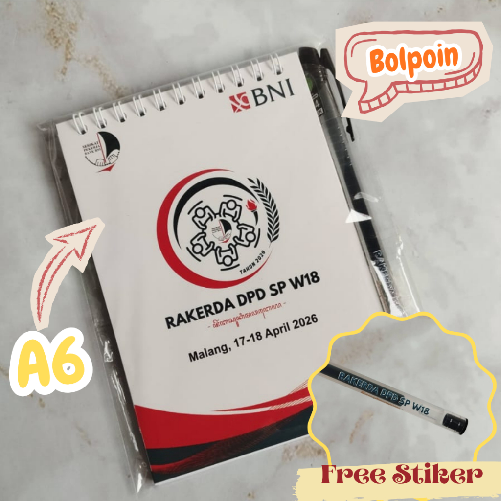 1 SET A6 NOTEBOOK + BOLPOIN CUSTOM NOTES SOUVENIR