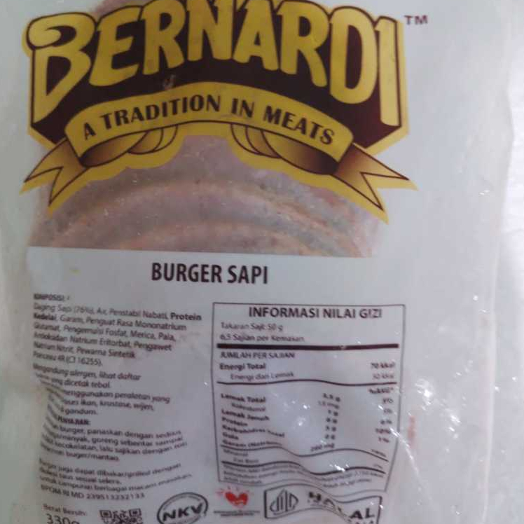 Bernardi Burger Sapi 330 Gr Daging Premium