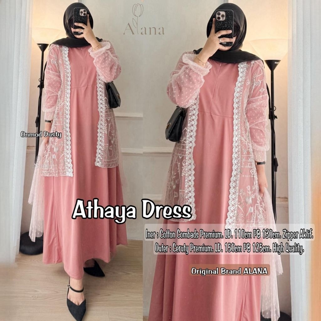 JEVIA // ATHAYA // WIDYA MAXI // DRES GAMIS BAJU PESTA TILE OUTER MIX INER POLOS PREMIUM // BY ALANA