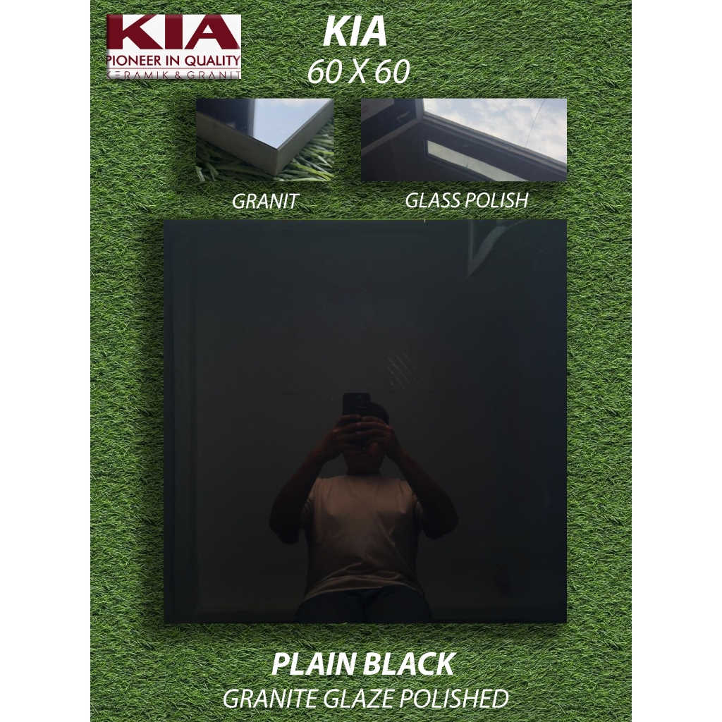 [RIAU ONLY, CHAT SEBELUM CO] Granit Lantai 60X60 KIA Plain Black Pekanbaru Riau, Hitam Polos